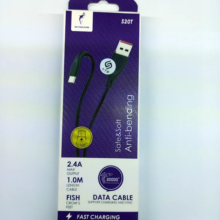 کابل شارژر فست شارژ مدل Sky Dolphin S20T 2.4A 1m