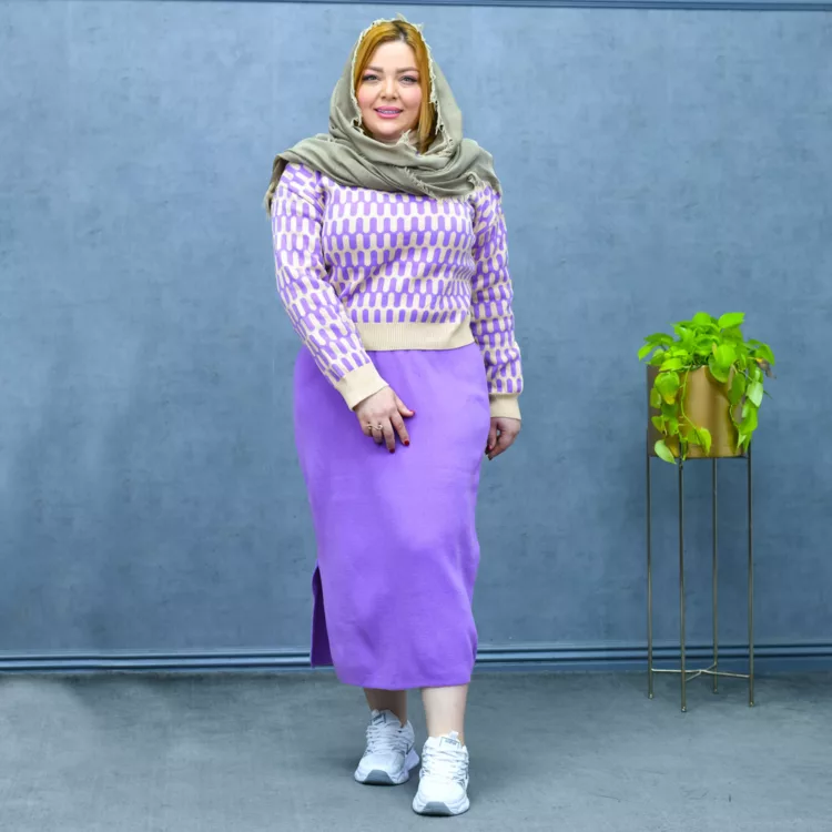 ست پلیور و دامن دخترانه کد 27469