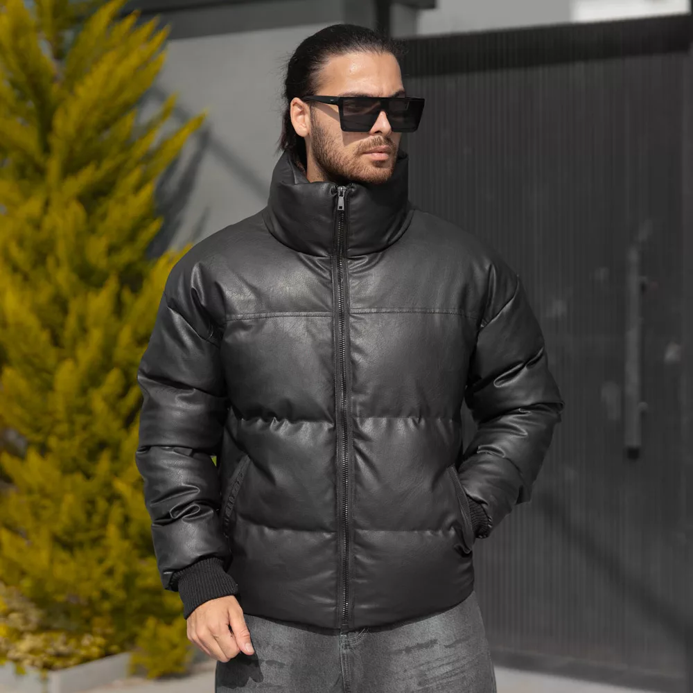 کاپشن مردانه باکسی چرم کد 27906