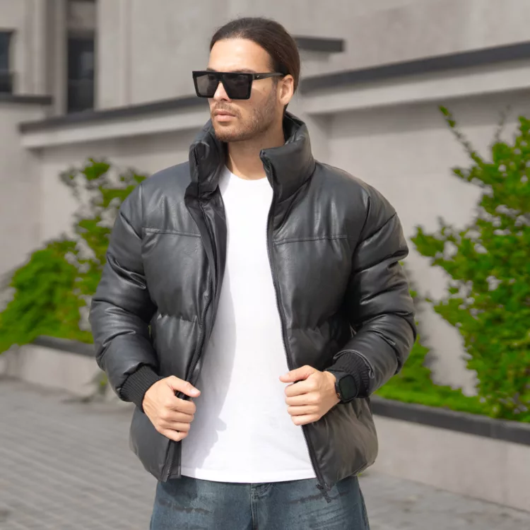 کاپشن مردانه باکسی چرم کد 27909