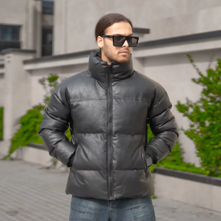 کاپشن مردانه باکسی چرم کد 27909