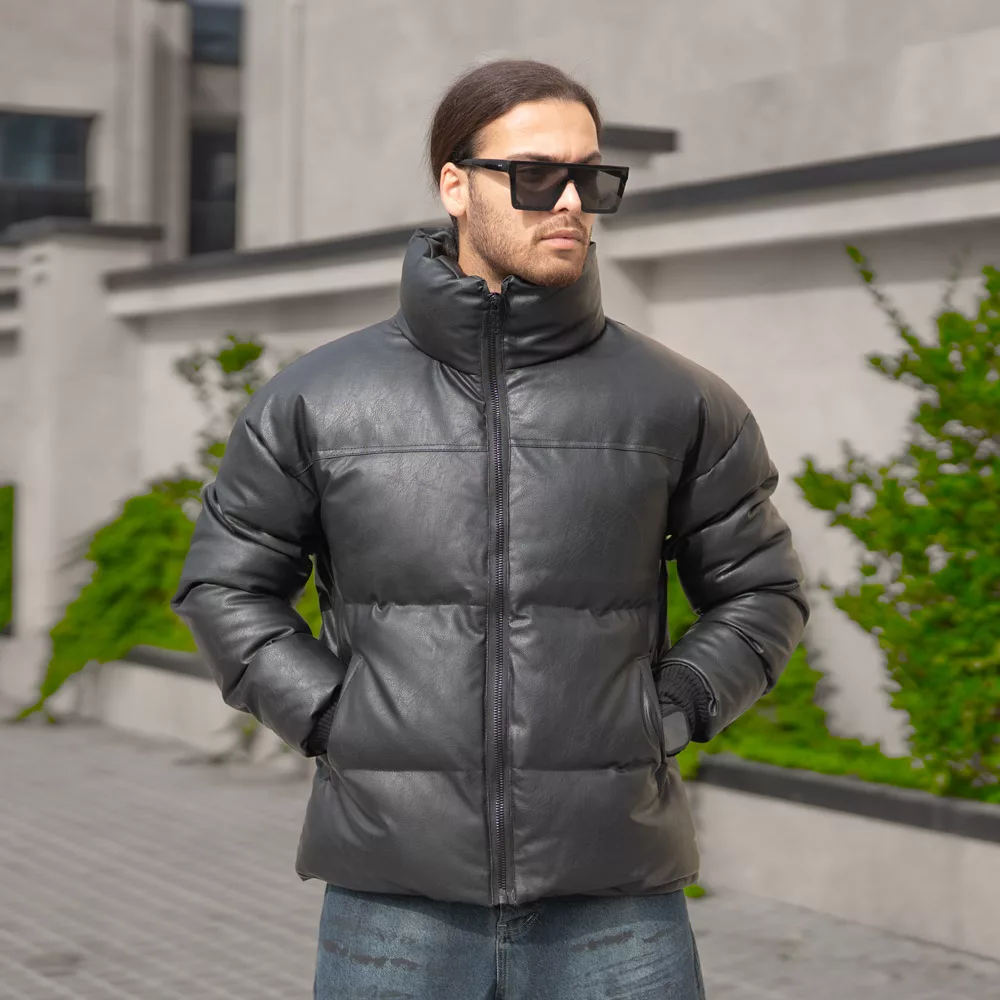 کاپشن مردانه باکسی چرم کد 27909