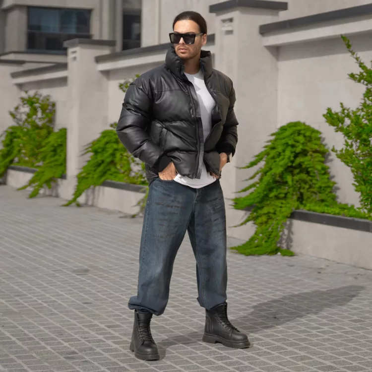 کاپشن مردانه باکسی چرم کد 27909