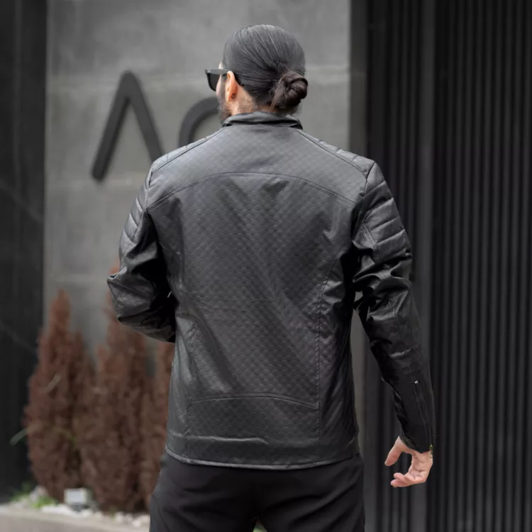 کاپشن چرم مردانه مشکی کد 27714