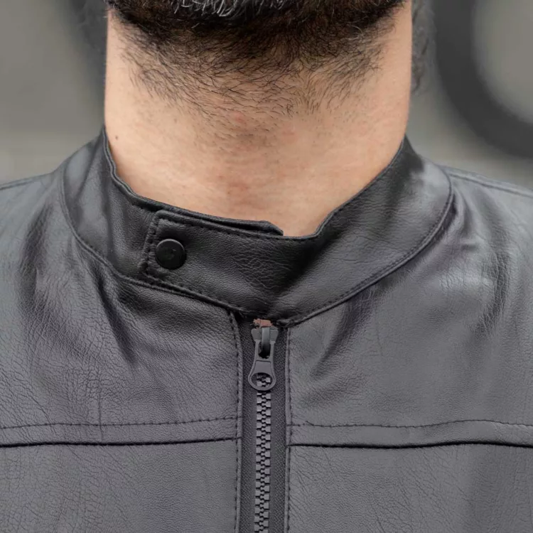 کاپشن چرم مردانه مشکی کد 27707