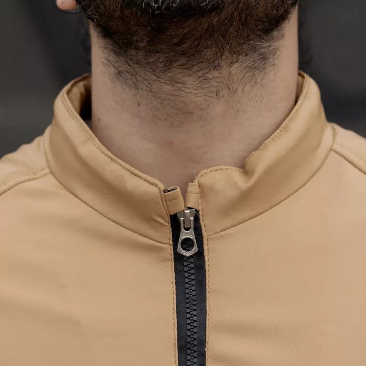کاپشن چرم مردانه کاراملی کد 27708