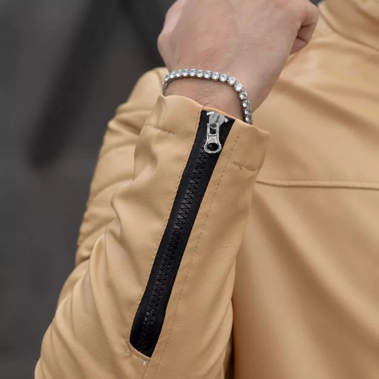 کاپشن چرم مردانه کاراملی کد 27708