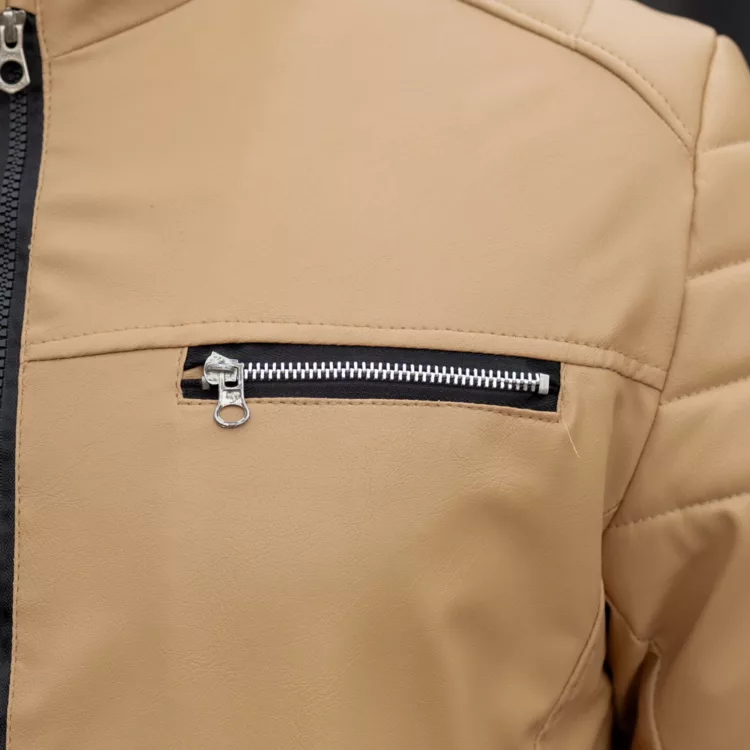 کاپشن چرم مردانه کاراملی کد 27708