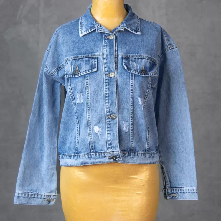 کت جین دخترانه آبی کد 27819