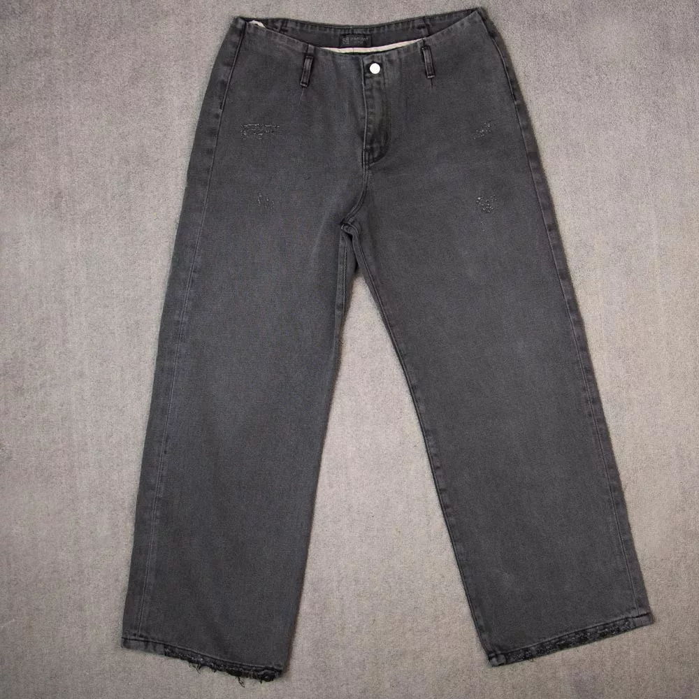 شلوار جین دخترانه نیم بگ خاکستری کد 27774