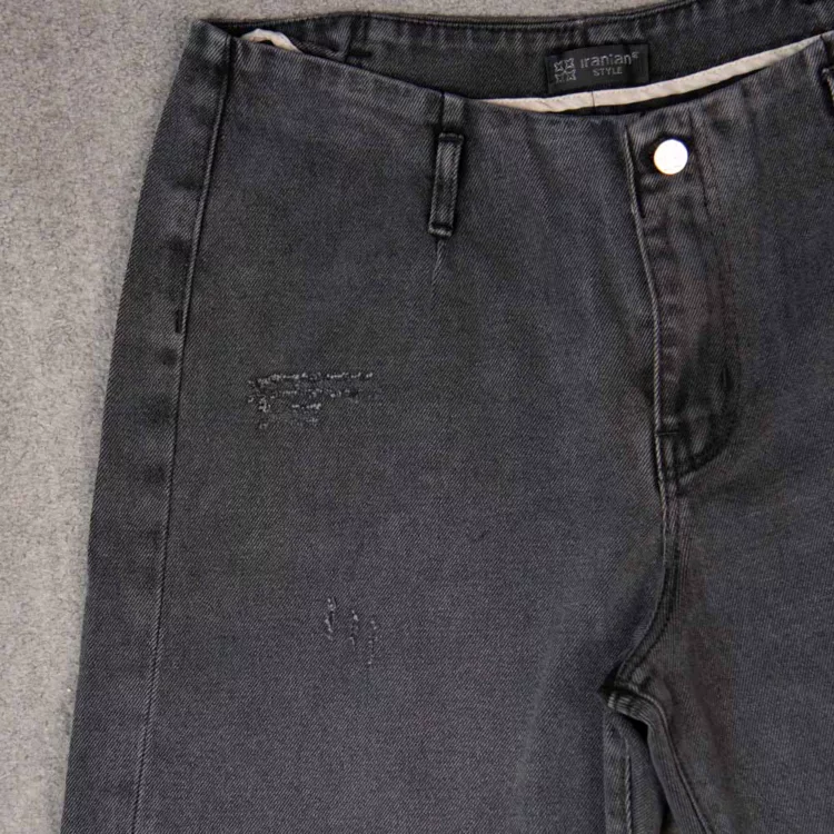 شلوار جین دخترانه نیم بگ خاکستری کد 27774