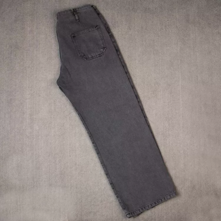 شلوار جین دخترانه نیم بگ خاکستری کد 27774