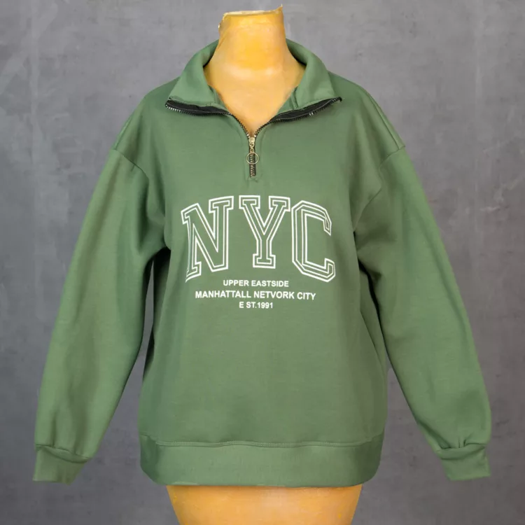 تیشرت نیم زیپ دخترانه نیویورک کد 27933