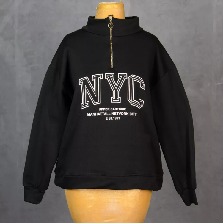 تیشرت نیم زیپ دخترانه نیویورک کد 27933