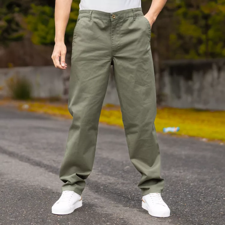 شلوار کتان مردانه پولو زیتونی کد 26615