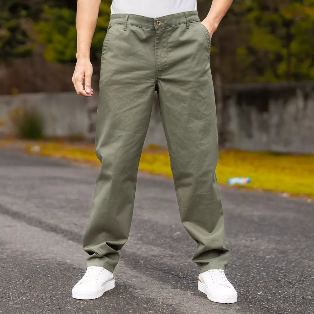 شلوار کتان مردانه پولو زیتونی کد 26615