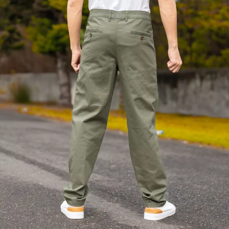 شلوار کتان مردانه پولو زیتونی کد 26615