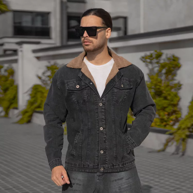 کت جین مردانه ذغالی کد 27942