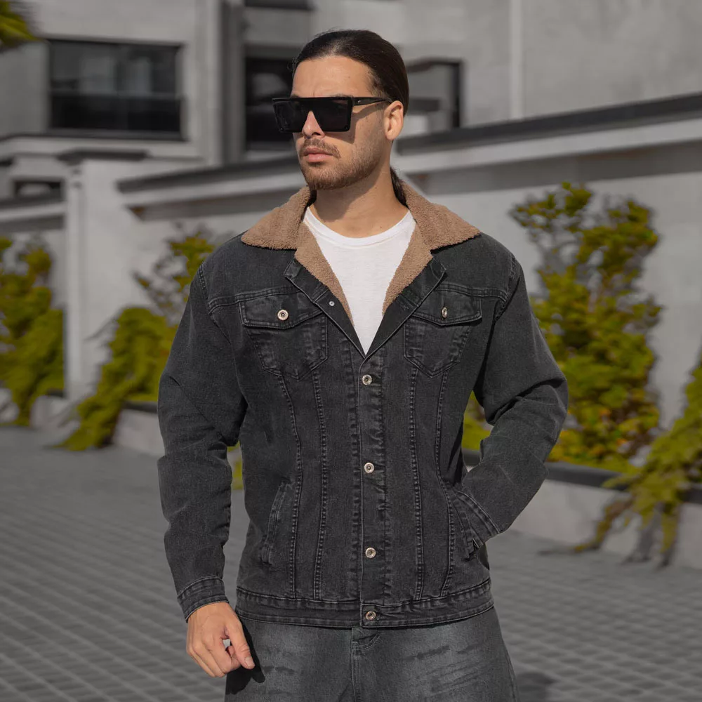 کت جین مردانه ذغالی کد 27942