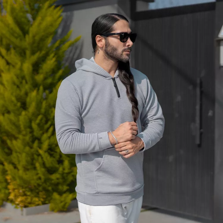 هودی نیم زیپ مردانه کد 27940