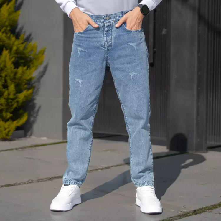 شلوار جین مردانه مام آبی کد 27997