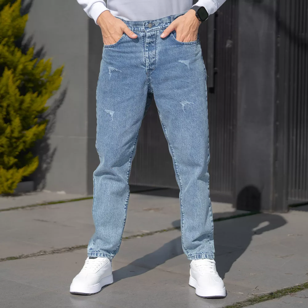 شلوار جین مردانه مام آبی کد 27997