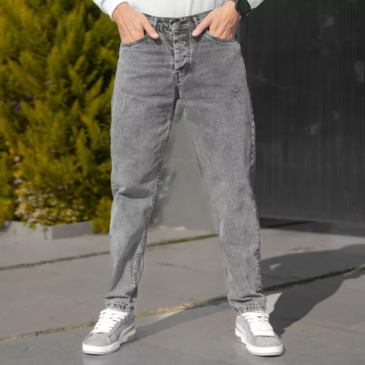 شلوار جین مردانه مام خاکستری کد 27996