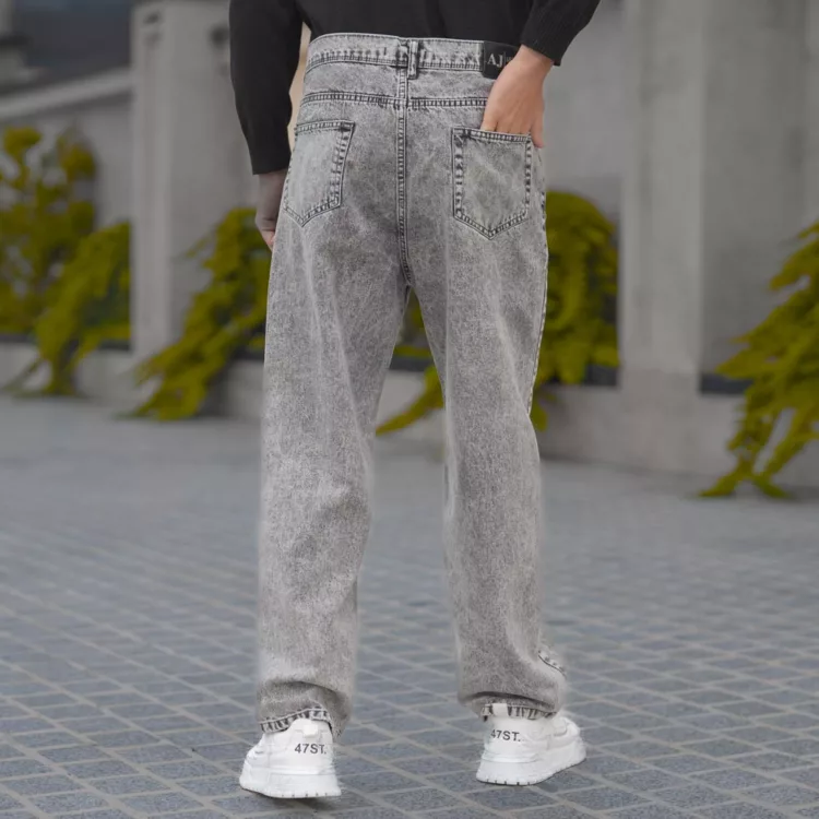 شلوار جین مردانه بگ خاکستری کد 28031