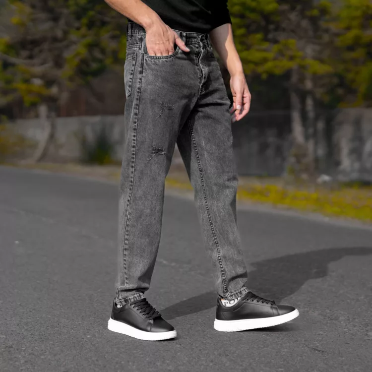 شلوار جین مردانه مام خاکستری کد 28007