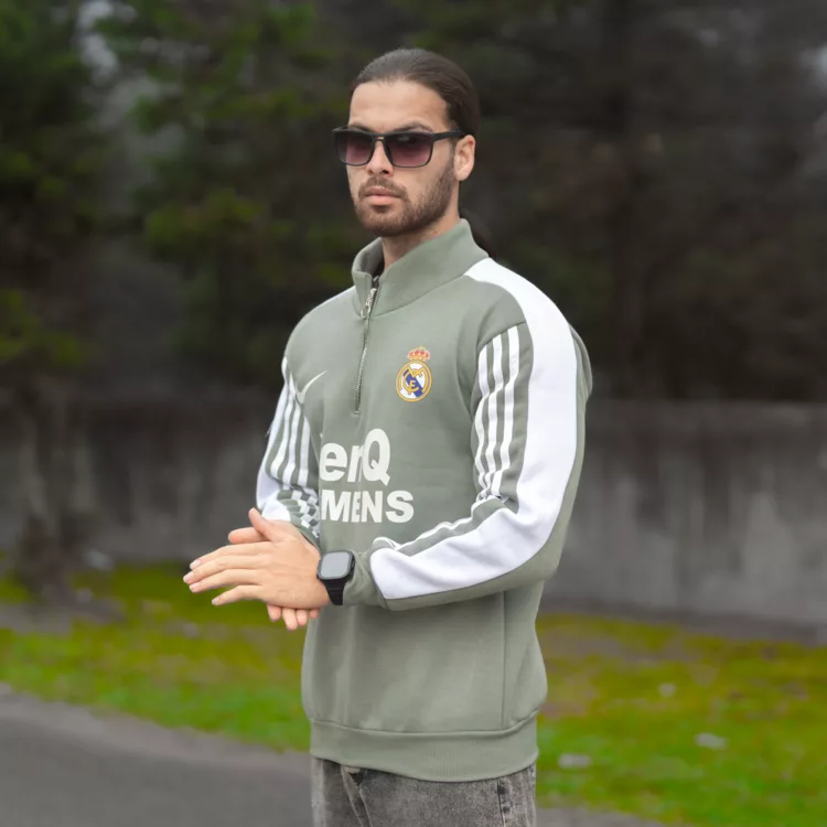 تیشرت نیم زیپ مردانه رئال مادرید کد 28047