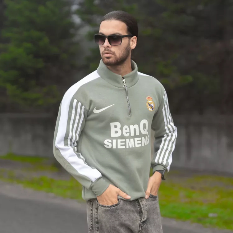 تیشرت نیم زیپ مردانه رئال مادرید کد 28047