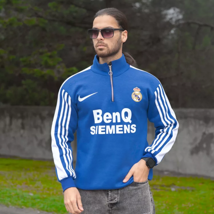 تیشرت نیم زیپ مردانه رئال مادرید کد 28047