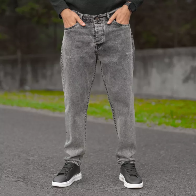 شلوار جین مردانه مام خاکستری کد 28039