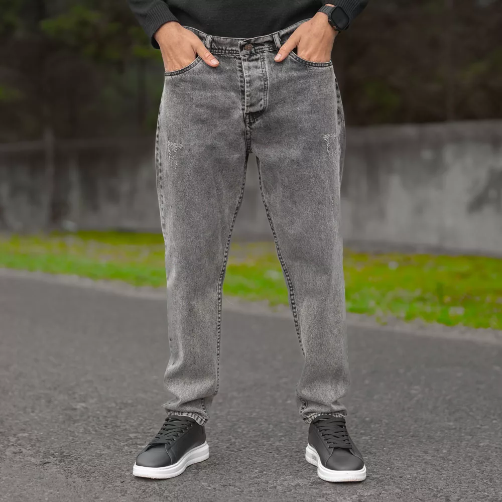 شلوار جین مردانه مام خاکستری کد 28039