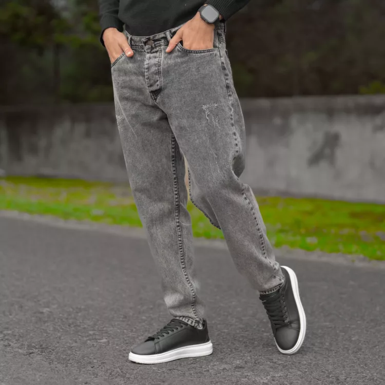 شلوار جین مردانه مام خاکستری کد 28039