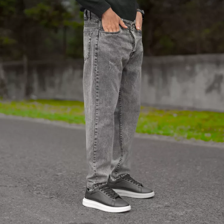 شلوار جین مردانه مام خاکستری کد 28039