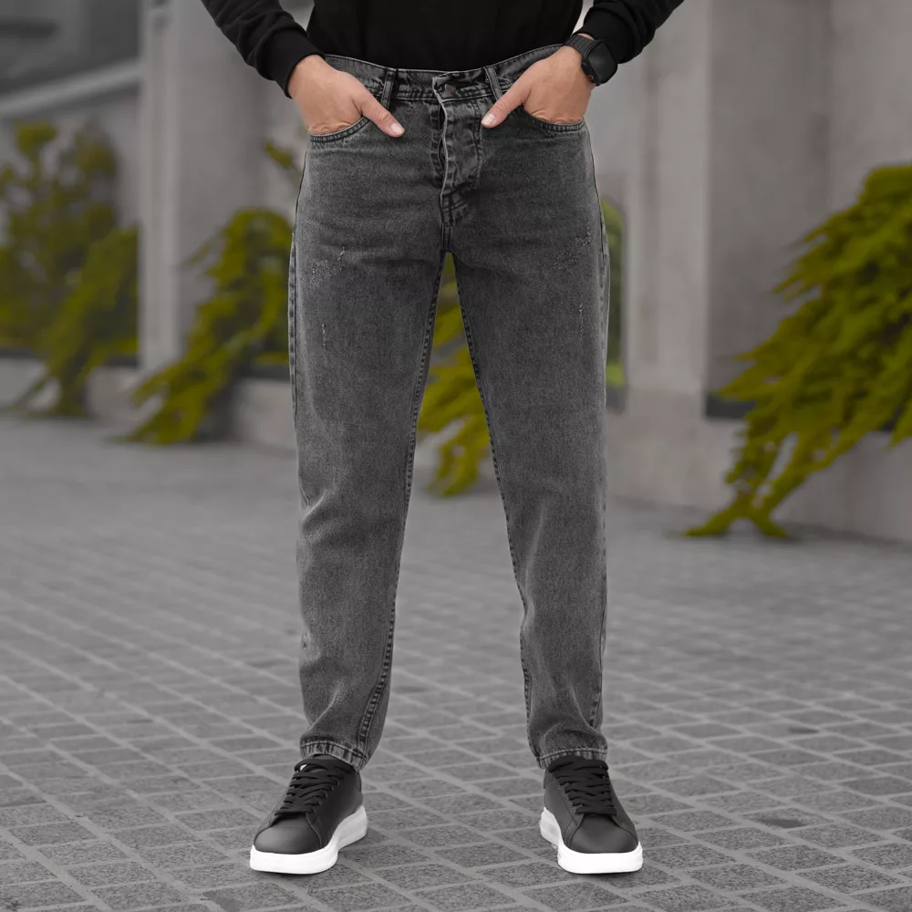 شلوار جین مردانه مام ذغالی کد 28063