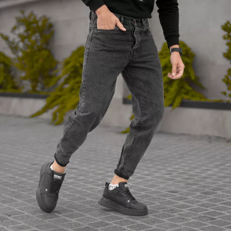 شلوار جین مردانه مام ذغالی کد 28064