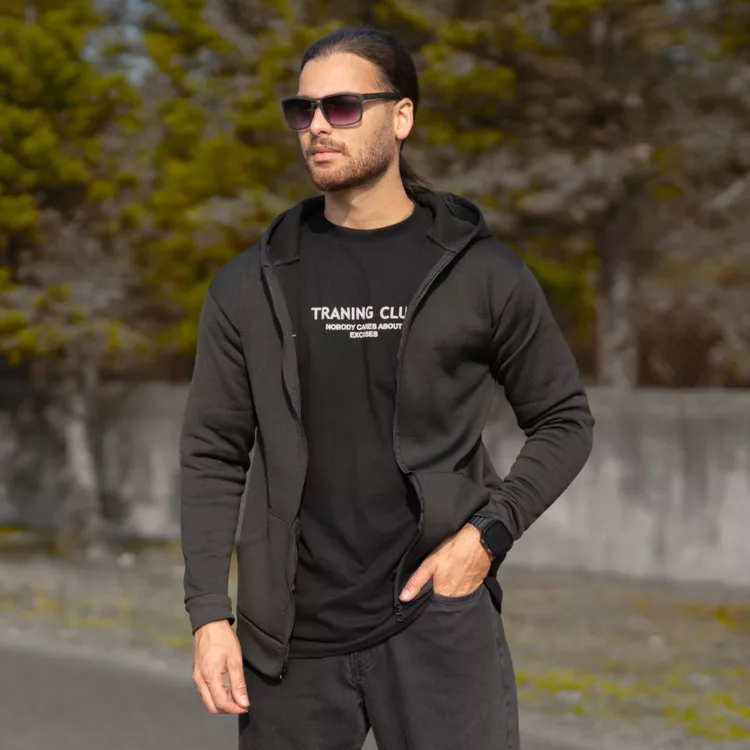 سوییشرت مردانه ساده مشکی کد 28074