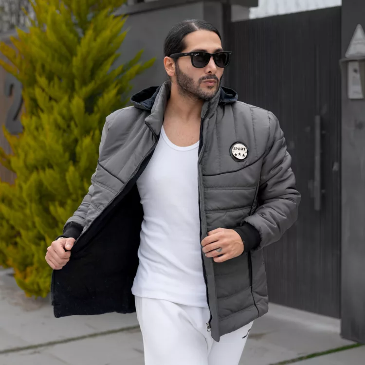 کاپشن مردانه کلاهدار کد 28080