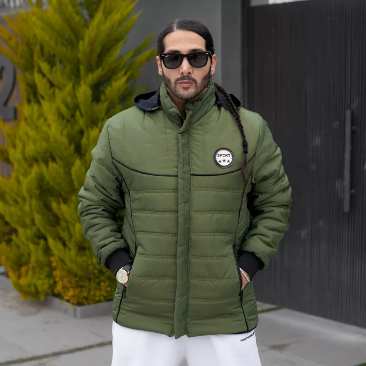 کاپشن مردانه کلاهدار کد 28080