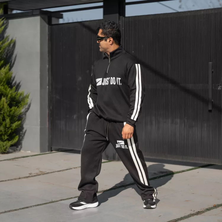 ست تیشرت و شلوار مردانه نیم زیپ نایک کد 28138