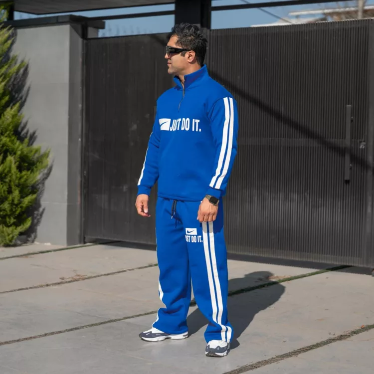 ست تیشرت و شلوار مردانه نیم زیپ نایک کد 28138