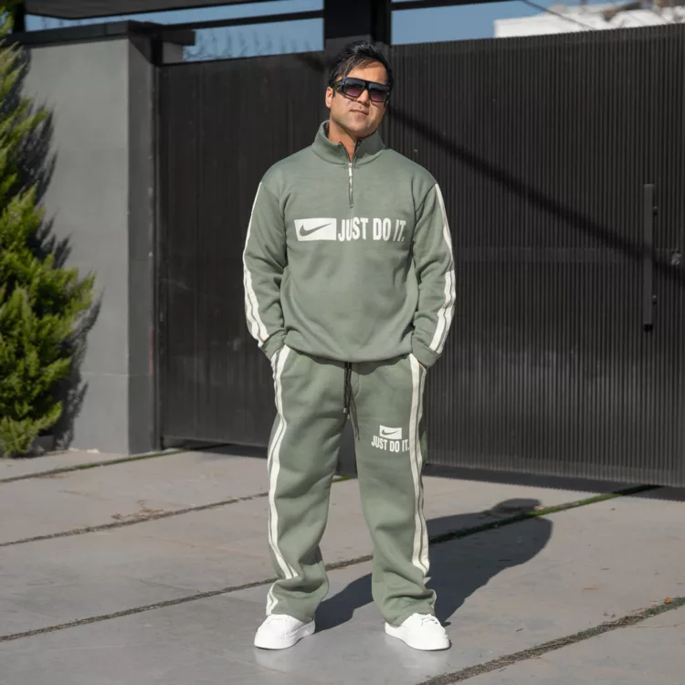 ست تیشرت و شلوار مردانه نیم زیپ نایک کد 28138