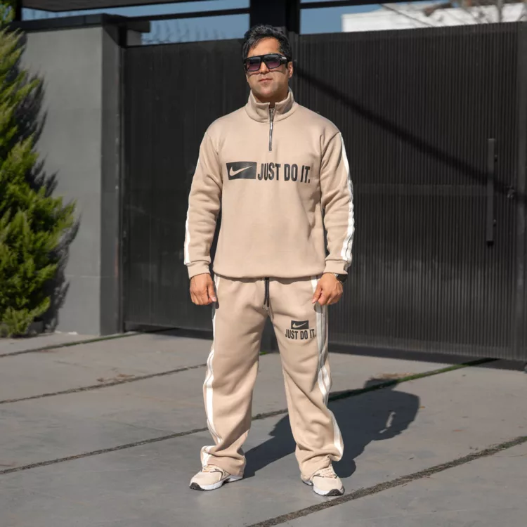 ست تیشرت و شلوار مردانه نیم زیپ نایک کد 28138