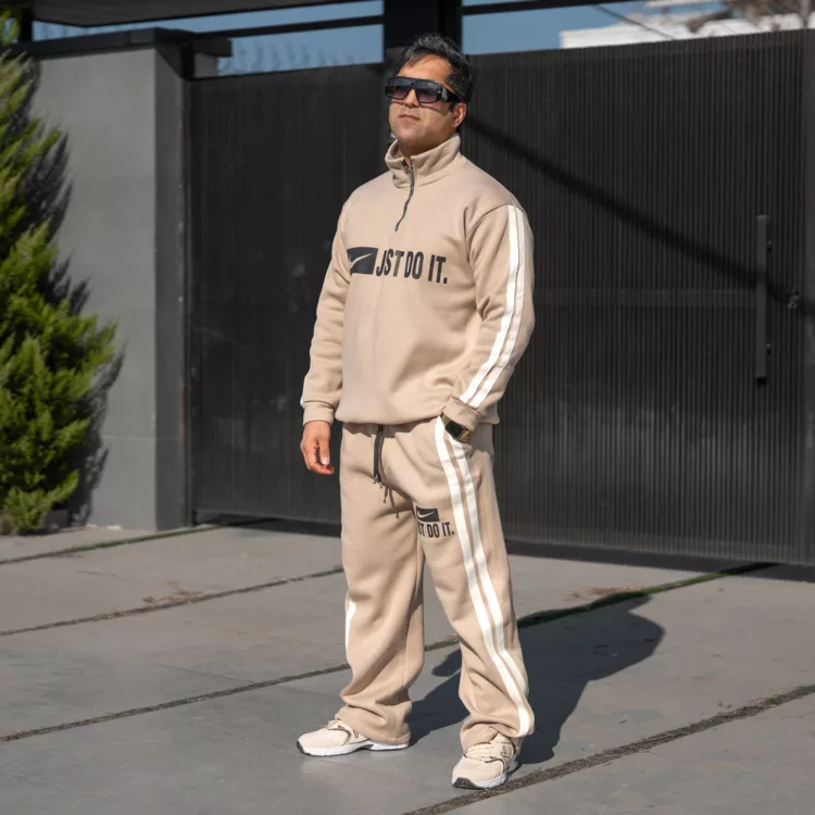 ست تیشرت و شلوار مردانه نیم زیپ نایک کد 28138