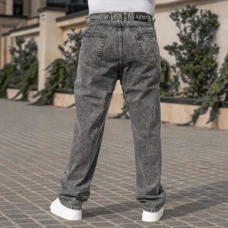 شلوار جین مردانه بگ خاکستری کد 28042
