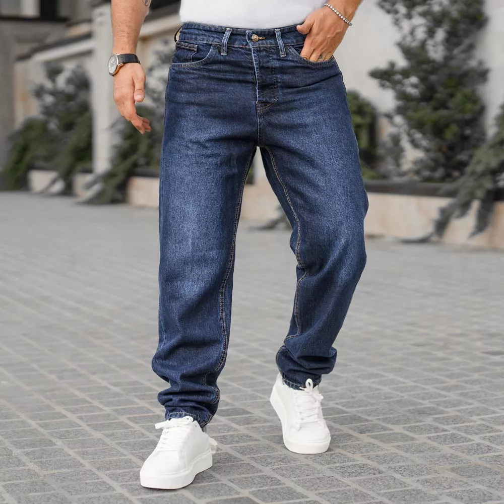 شلوار جین مردانه مام آبی تیره کد 28131