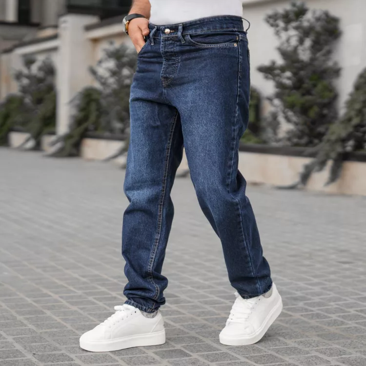 شلوار جین مردانه مام آبی تیره کد 28131