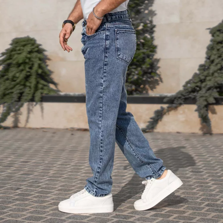 شلوار جین مردانه مام آبی کد 28113